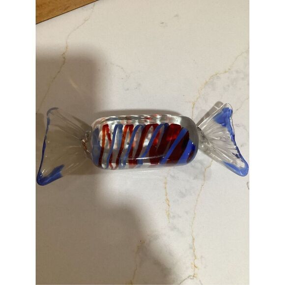 Italian Hand Blown Murano Candy Wrapper Paperweight 1970s Art Glass - Picture 4 of 7